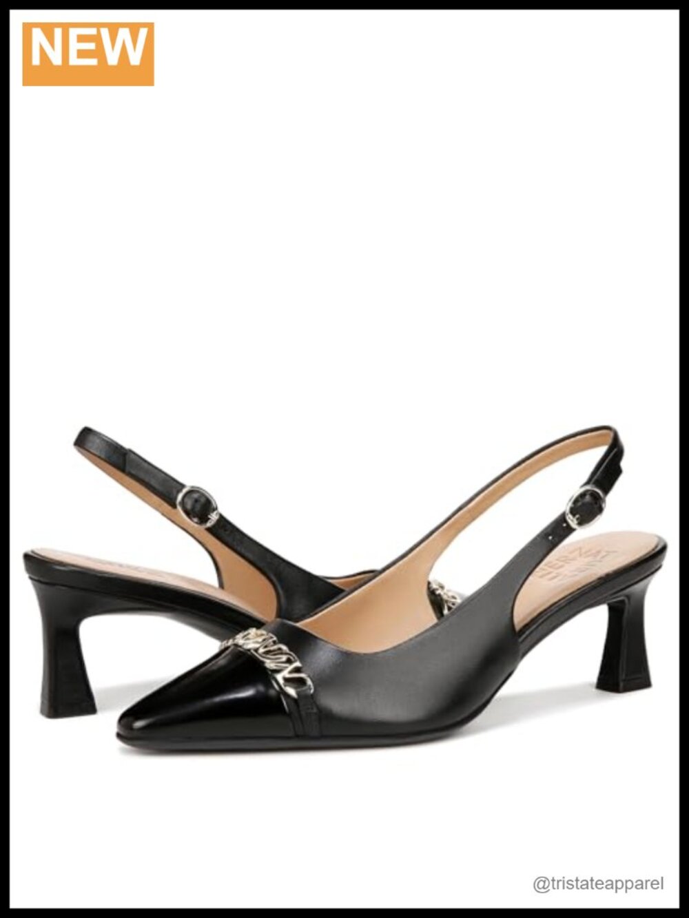 Pointed Toe Slingback Kitten Heel Pump Leather & PU Business Casual Cushioned